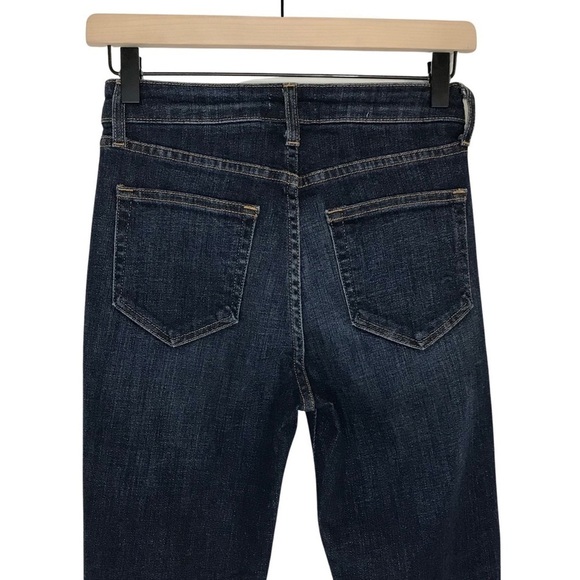 New! L'AGENCE Distressed High Line Jean Skinny Classic Dark Raw Hem Jeans - Picture 5 of 9